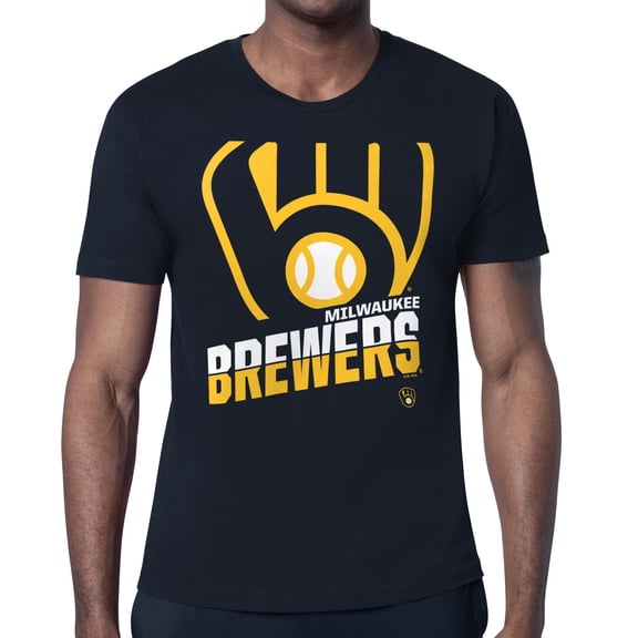 Men's Starter  Navy Milwaukee Brewers Logo Zoom T-Shirt