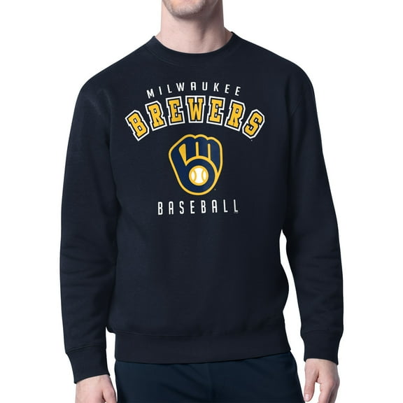 Men's Starter Navy Milwaukee Brewers Team Logo Fleece Pullover Sweatshirt