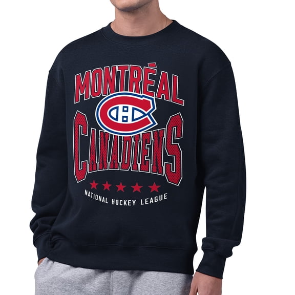 Men's Starter Navy Montreal Canadiens Center Squeeze Tri-Blend Fleece Sweatshirt