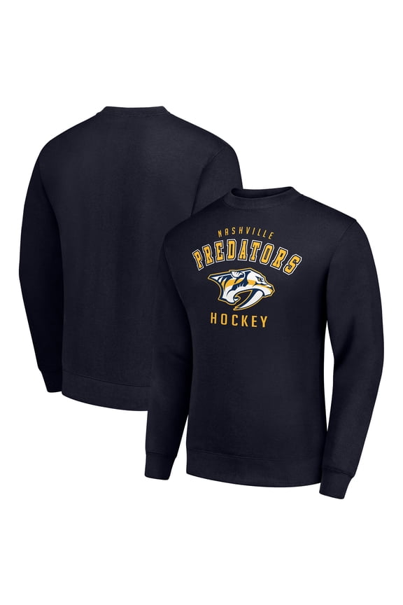 Men's Starter Navy Nashville Predators Team Logo Fleece Pullover Sweatshirt