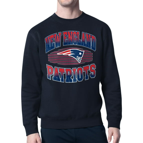 Men's Starter Navy New England Patriots Team Grit Graphic Fleece Pullover Sweatshirt