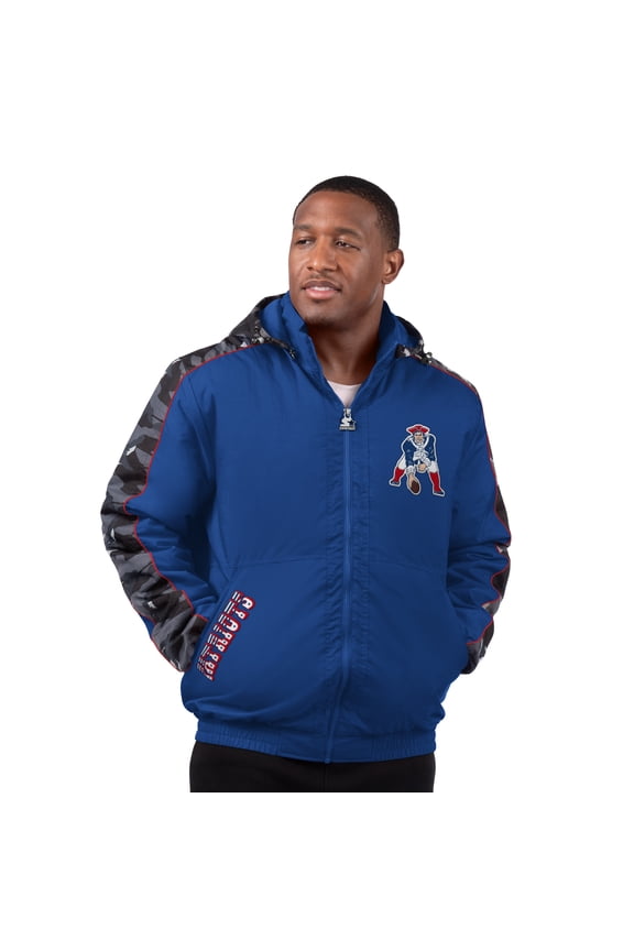 Men's Starter Navy New England Patriots Thursday Night Gridiron Full-Zip Hoodie Jacket