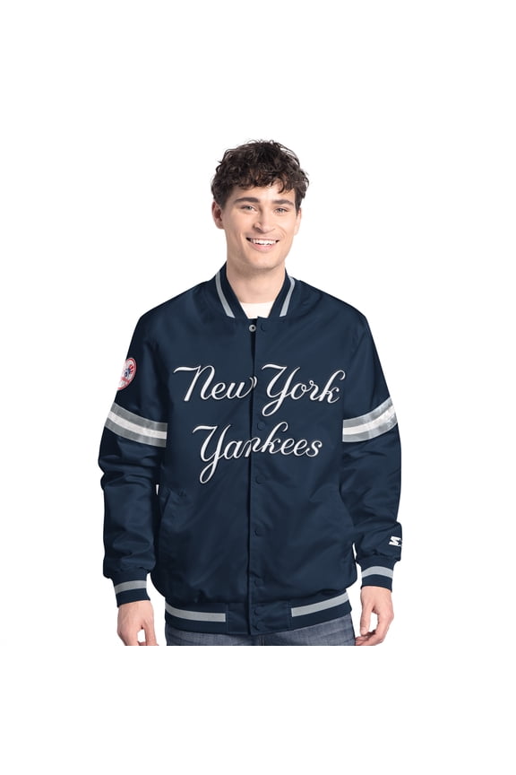 Men's-Starter  Navy New York Yankees Scout Full-Snap Varsity Jacket
