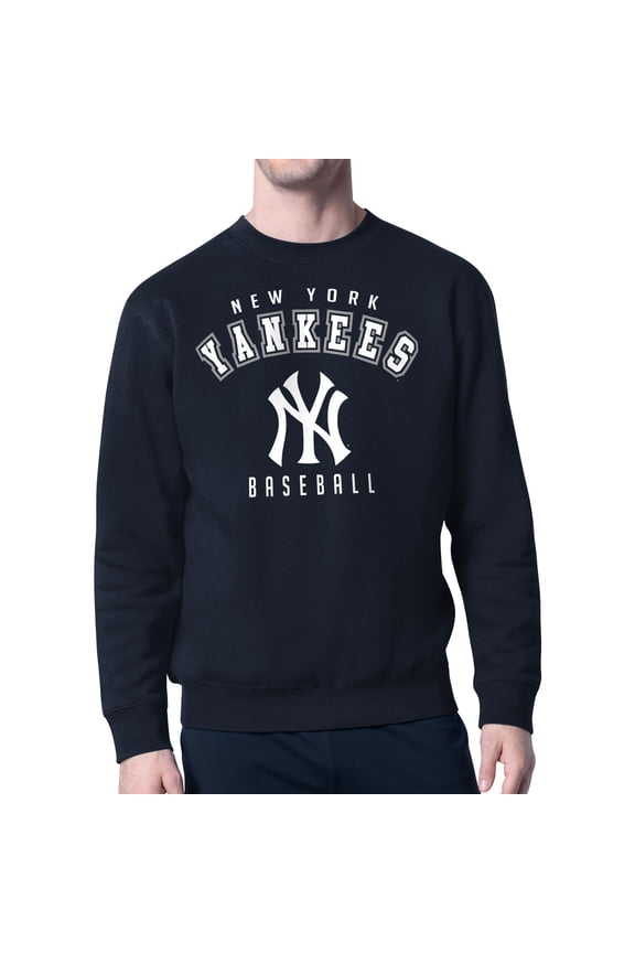 Men's Starter Navy New York Yankees Team Logo Fleece Pullover Sweatshirt