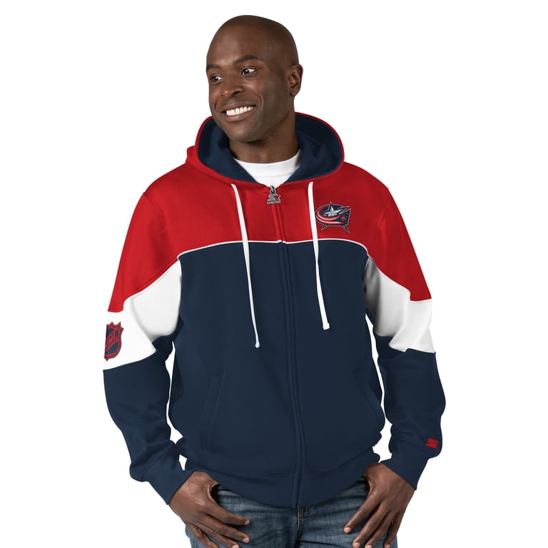 STARTER NFL プルオーバー ジャケット ネイビー/レッド Men's Starter Navy/Red Columbus Blue Jackets Power Forward Full