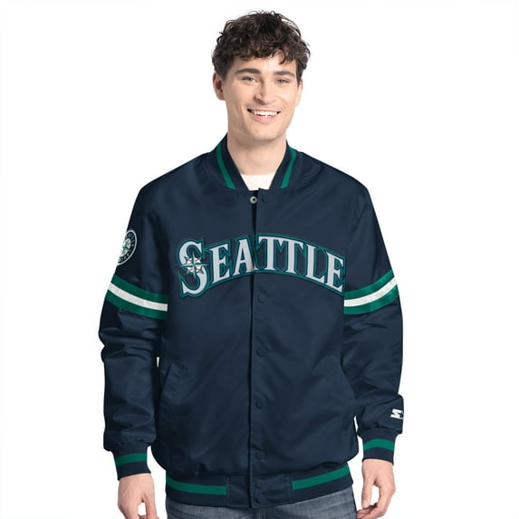 Men's-Starter Navy Seattle Mariners Scout Full-Snap Varsity Jacket