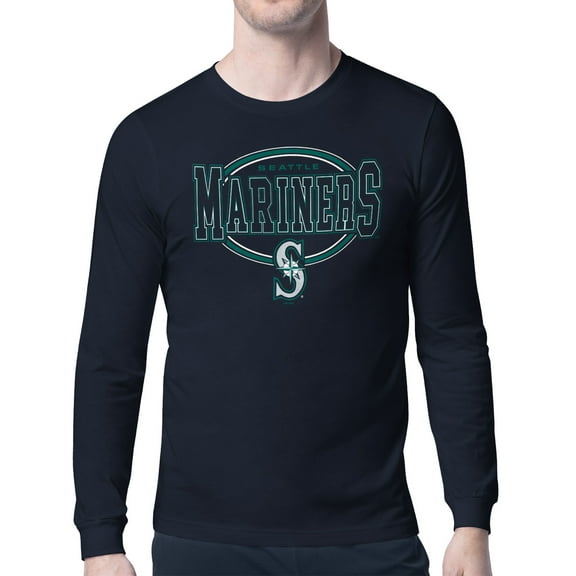 Men's Starter Navy Seattle Mariners Team Track Graphic Long Sleeve T-Shirt