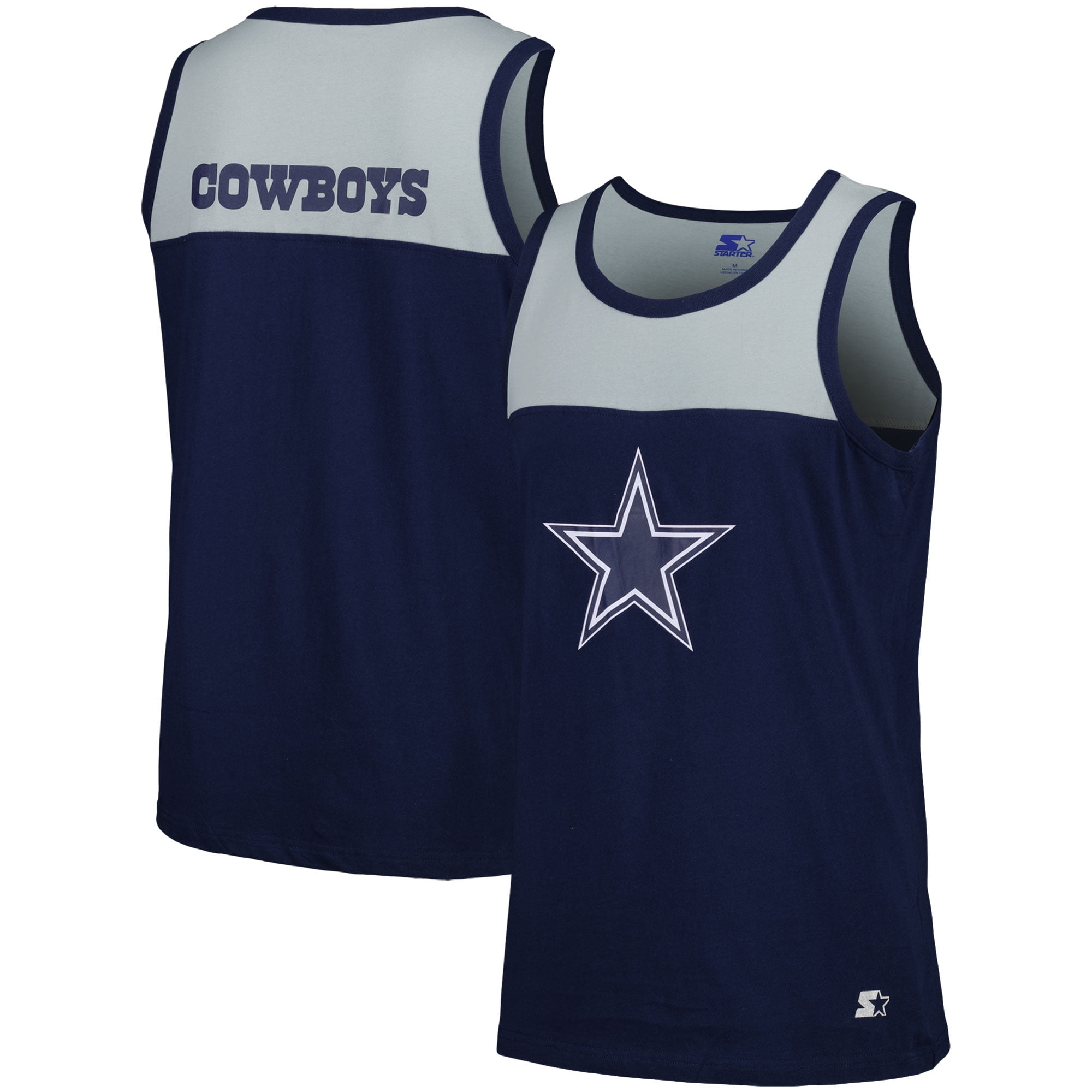 Men's Starter Navy/Silver Dallas Cowboys Logo Touchdown Fashion Tank