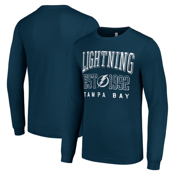 Men's Starter Navy Tampa Bay Lightning Logo Graphic Long Sleeve T-Shirt