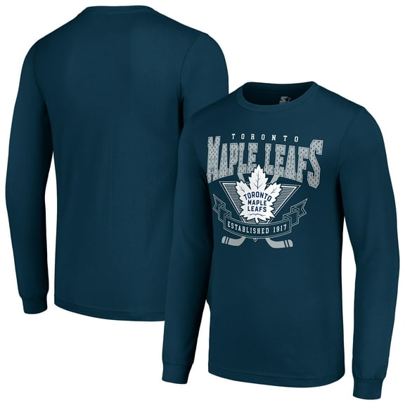 Men's Starter Navy Toronto Maple Leafs Team Logo Graphic Long Sleeve T-Shirt