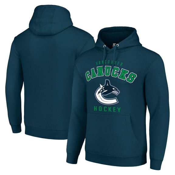 Men's Starter Navy Vancouver Canucks  Logo Pullover Hoodie