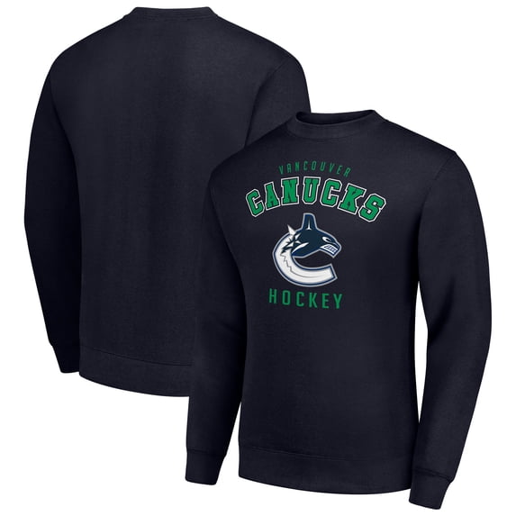 Men's Starter Navy Vancouver Canucks Team Logo Fleece Pullover Sweatshirt