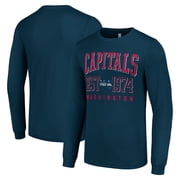 Mens Starter Navy Washington Capitals Retro Graphic Long Sleeve Crew T-Shirt