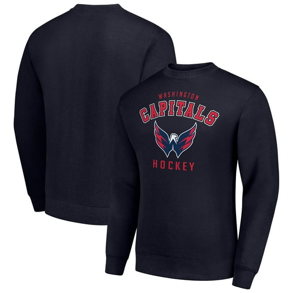 Men's Starter Navy Washington Capitals Team Logo Fleece Pullover Sweatshirt
