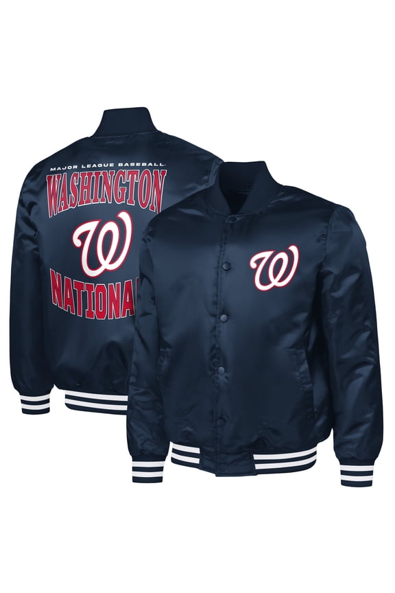 Men's G-III Sports by Carl Banks Navy Washington Nationals Adaptive Full-Snap Varsity Jacket