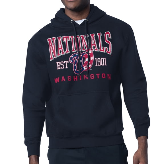 Men's-Starter Navy Washington Nationals Distressed Fleece Pullover Hoodie
