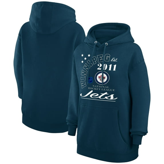 Men's Starter Navy Winnipeg Jets Arch City Team Graphic Fleece Pullover Hoodie