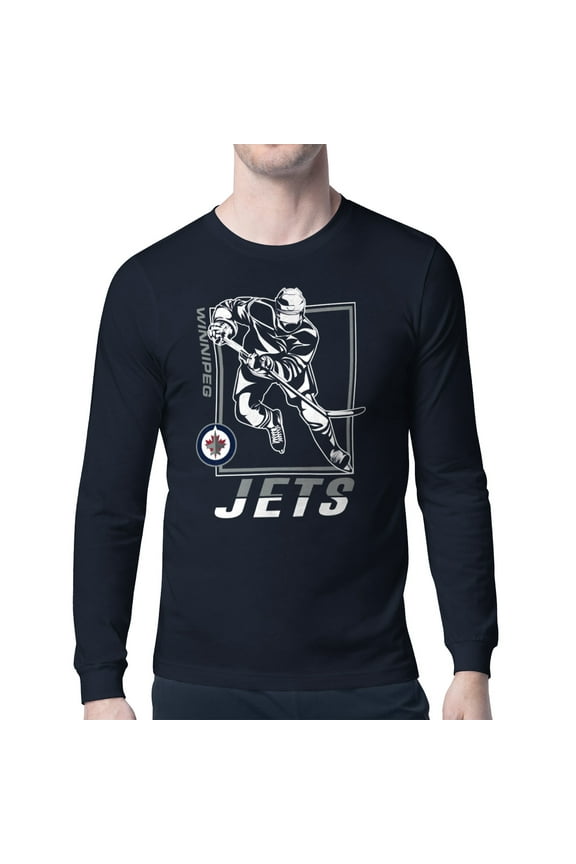 Men's Starter Navy Winnipeg Jets Player Grid Long Sleeve T-Shirt