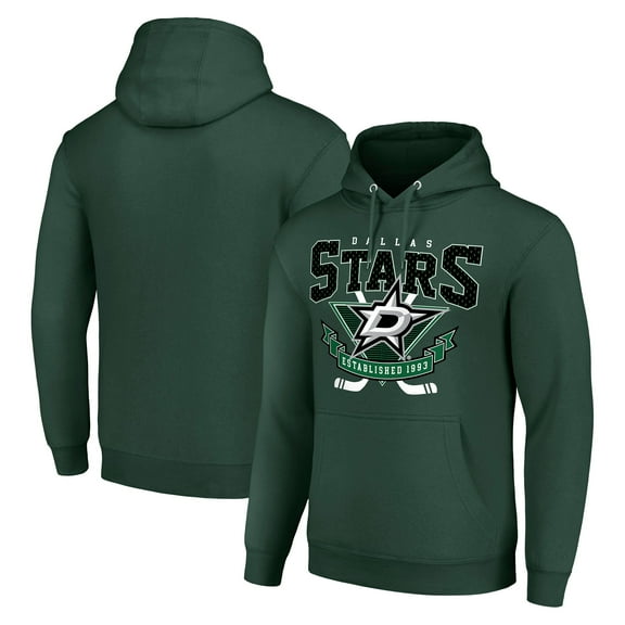 Men's Starter Olive Dallas Stars Team Logo Graphic Fleece Tri-Blend Pullover Hoodie