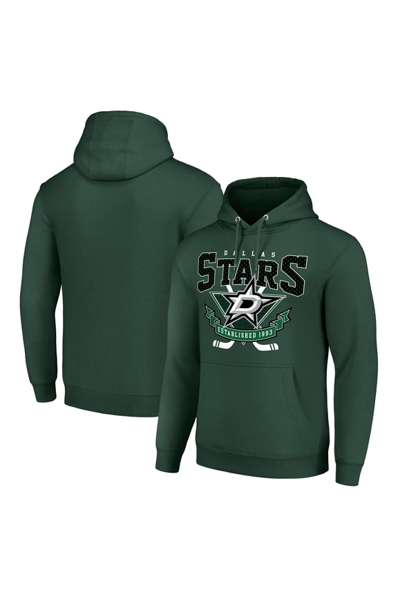 Men's Starter Olive Dallas Stars Team Logo Graphic Fleece Tri-Blend Pullover Hoodie