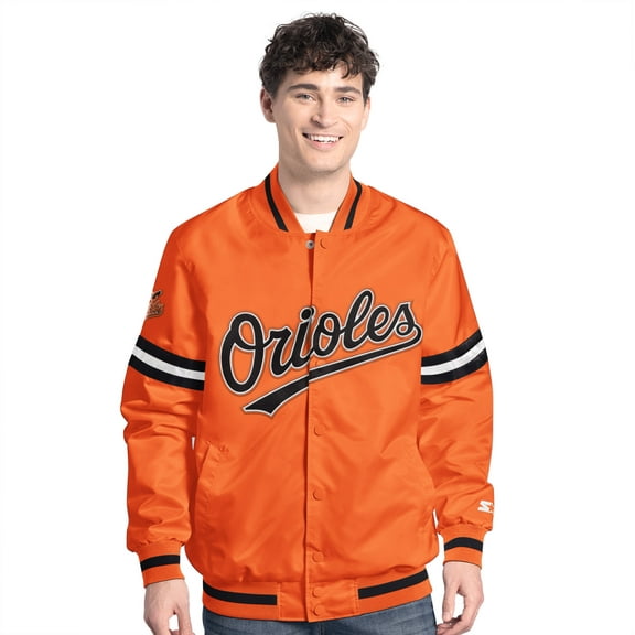 Men's-Starter  Orange Baltimore Orioles Scout Full-Snap Varsity Jacket