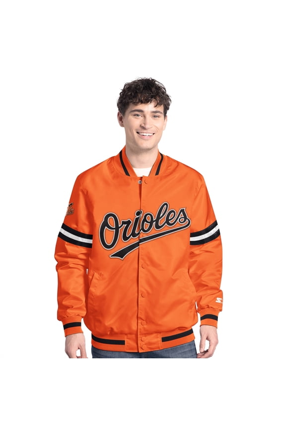 Men's-Starter  Orange Baltimore Orioles Scout Full-Snap Varsity Jacket