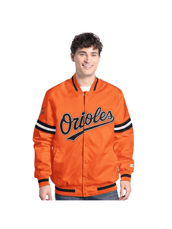 Men's-Starter Orange Baltimore Orioles Scout Full-Snap Varsity Jacket