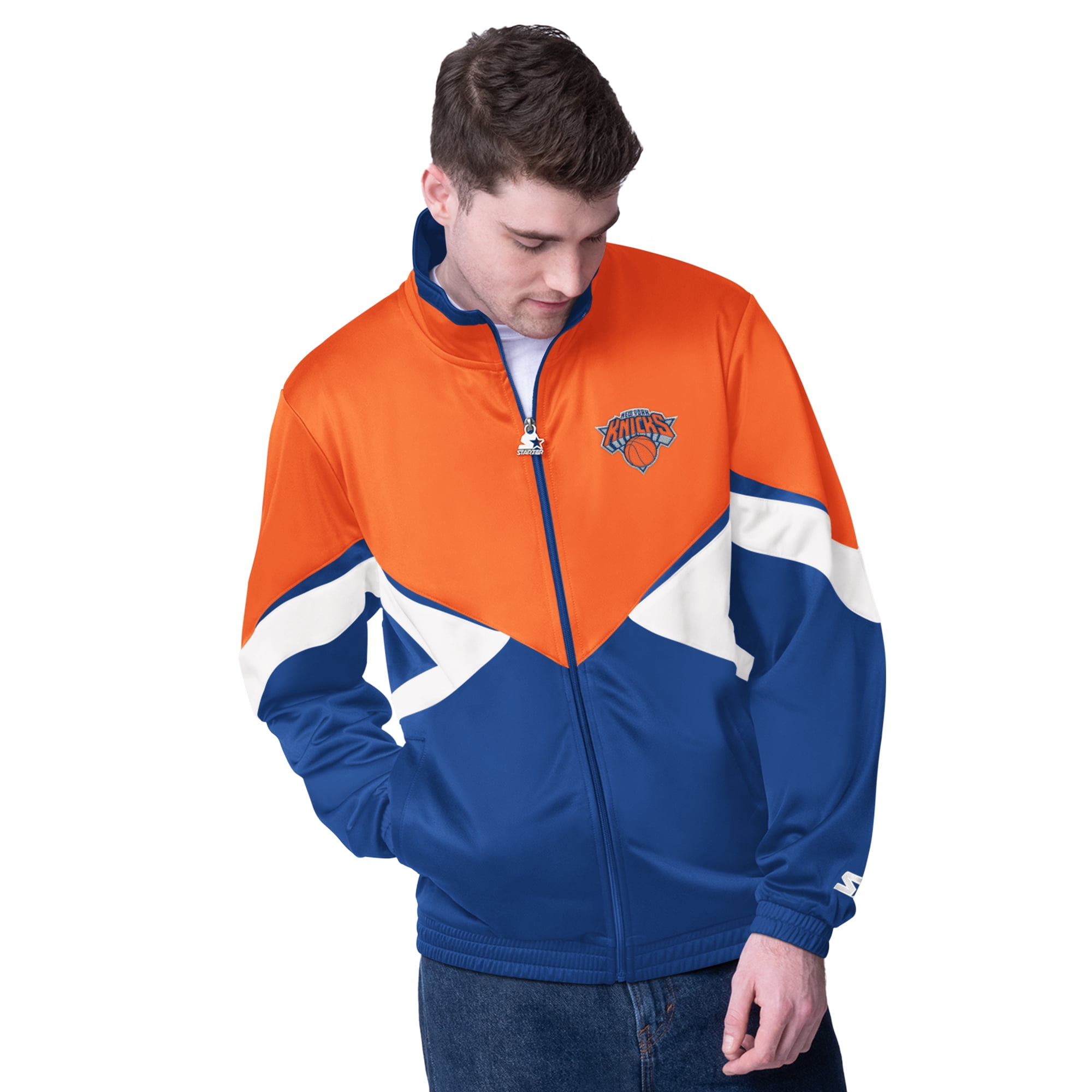 Men's Starter Orange/Blue New York Knicks Rush Applique Full-Zip