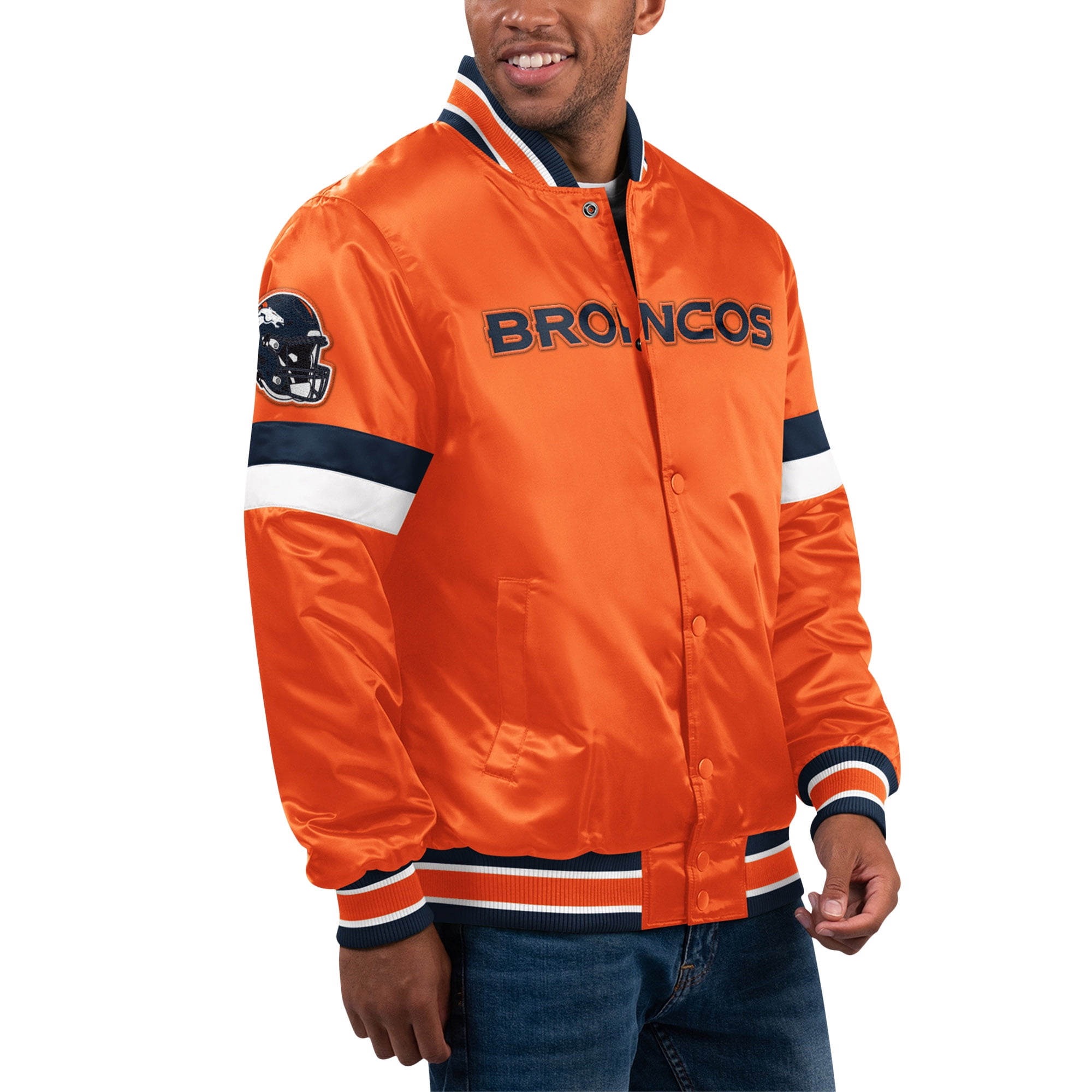 Men's Starter Orange Denver Broncos Home Game Satin Full-Snap