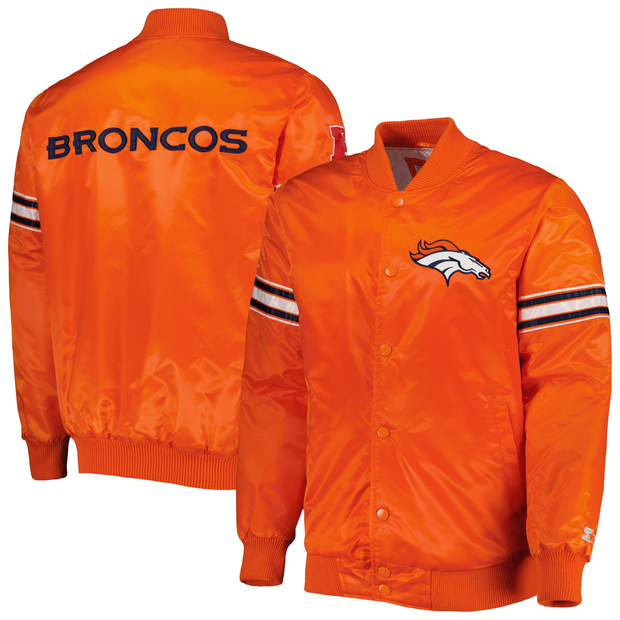 Men s Starter Orange Denver Broncos The Pick and Roll Full Snap Jacket