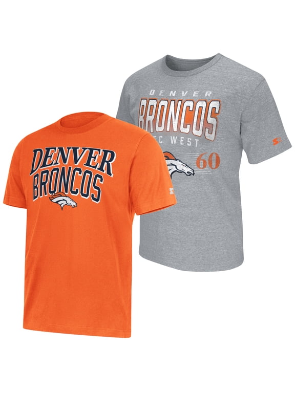 Men's Starter Orange/Heather Gray Denver Broncos Two-Pack Logo T-Shirt Set