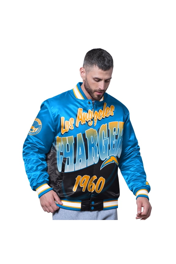Men's Starter Powder Blue Los Angeles Chargers Pass Rush Varsity Full-Snap Jacket