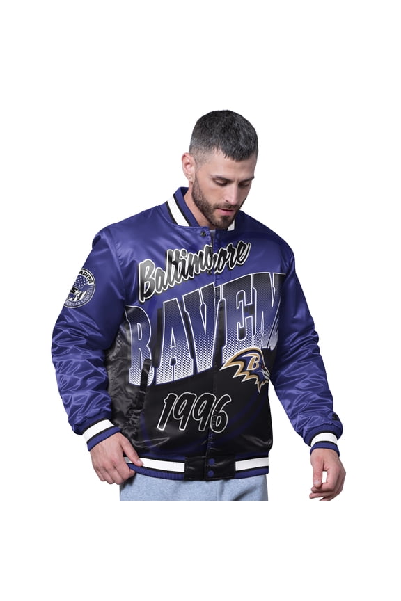 Men's Starter Purple Baltimore Ravens Pass Rush Varsity Full-Snap Jacket