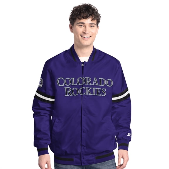 Men's-Starter  Purple Colorado Rockies Scout Full-Snap Varsity Jacket