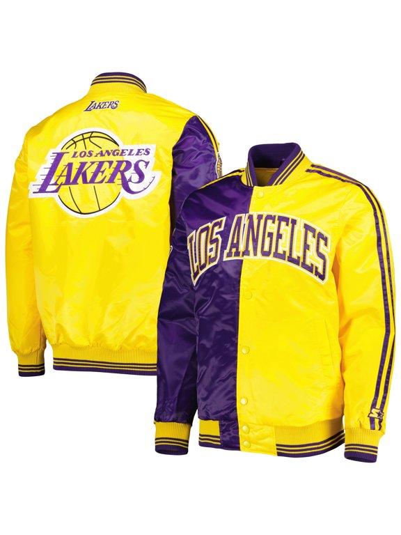 Men's Starter Purple/Gold Los Angeles Lakers Fast Break Satin Full-Snap Jacket