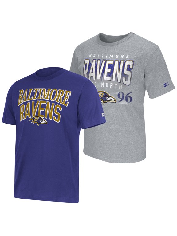 Men's Starter Purple/Heather Gray Baltimore Ravens Two-Pack Logo T-Shirt Set