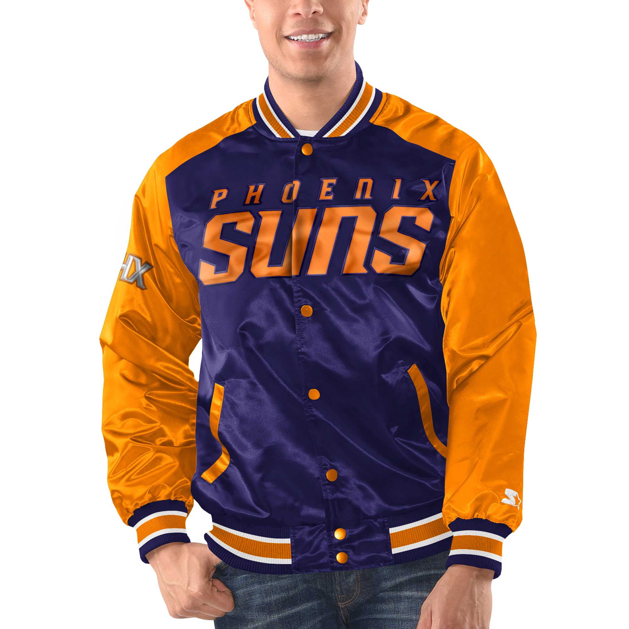 Men's Starter Purple/Orange Phoenix Suns Renegade Satin Full-Snap