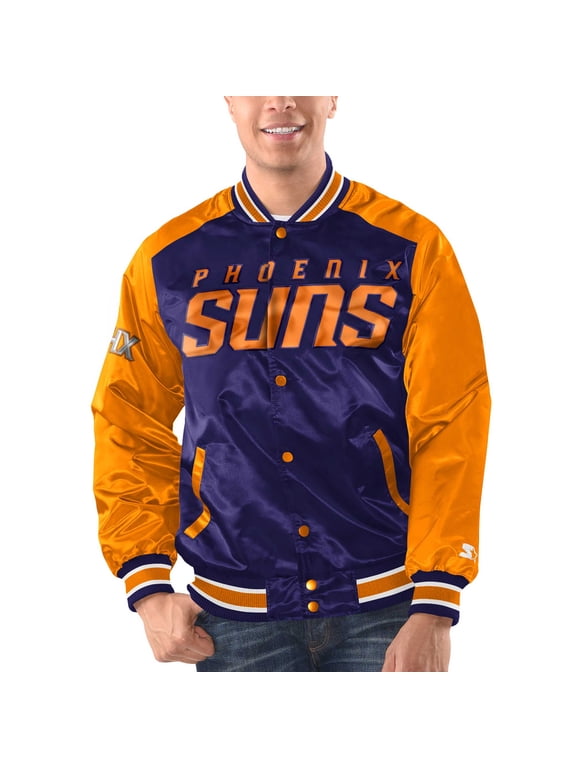 Men's Starter Purple/Orange Phoenix Suns Renegade Satin Full-Snap Varsity Jacket