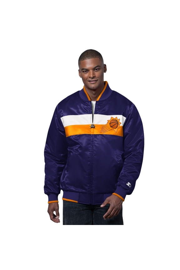 Men's Starter Purple/Orange Phoenix Suns The Ambassador Satin Varsity Jacket