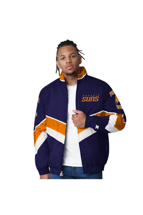 Men's Starter Purple Phoenix Suns Captain Oxford Full-Zip Jacket