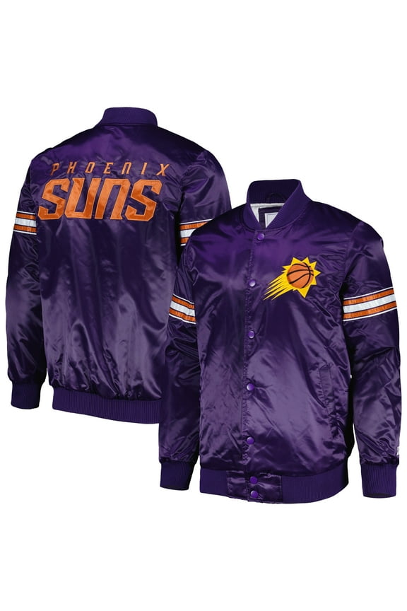 Men's Starter Purple Phoenix Suns Pick & Roll Satin Full-Snap Varsity Jacket