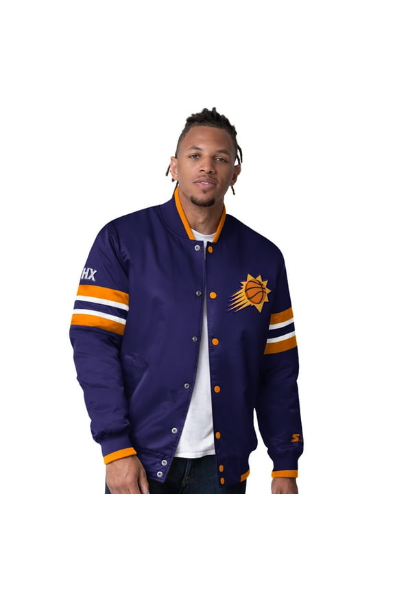 Men's Starter Purple Phoenix Suns Scout Varsity Satin Full-Snap Jacket