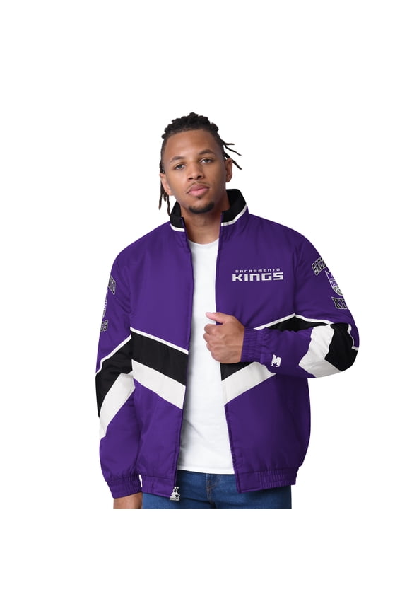 Men's Starter Purple Sacramento Kings Captain Oxford Full-Zip Jacket