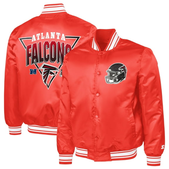 Men's Starter  Red Atlanta Falcons Printed Triangle Graphic Satin Full-Snap Varsity Jacket