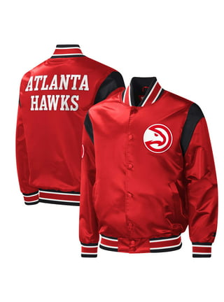 Men's Starter Black Atlanta Hawks Home Game Satin Full-Snap Varsity Jacket Size: Extra Large