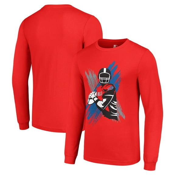 Men's Starter Red Buffalo Bills Player X Logo Graphic Long Sleeve T-Shirt