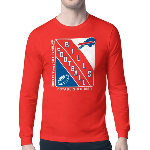 Men's Starter Red Buffalo Bills Shield Logo Long Sleeve T-Shirt