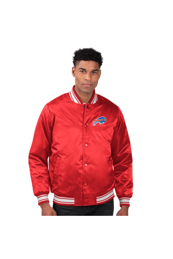 Men's Starter  Red Buffalo Bills Printed Team Logo Satin Varsity Full-Snap Jacket
