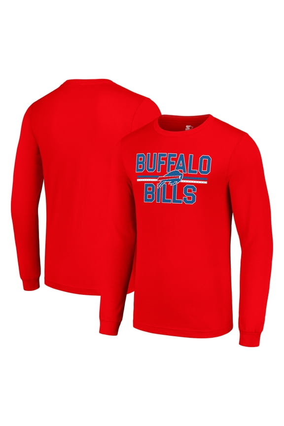 Men's Starter Red Buffalo Bills Team Mesh Print Graphic Long Sleeve T-Shirt