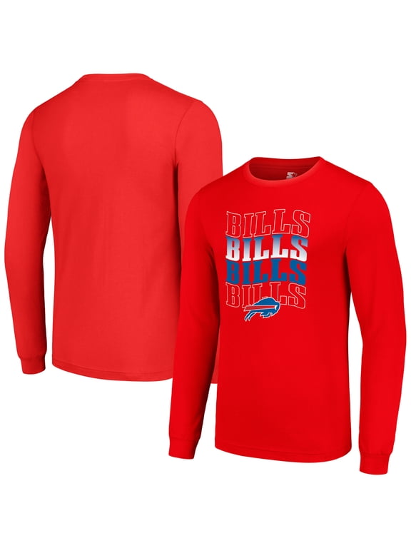 Men's Starter Red Buffalo Bills Team Name Graphic Long Sleeve T-Shirt